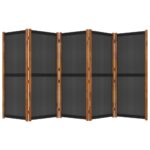 Cloison de séparation 5 panneaux Noir 350x180 cm – Image 3