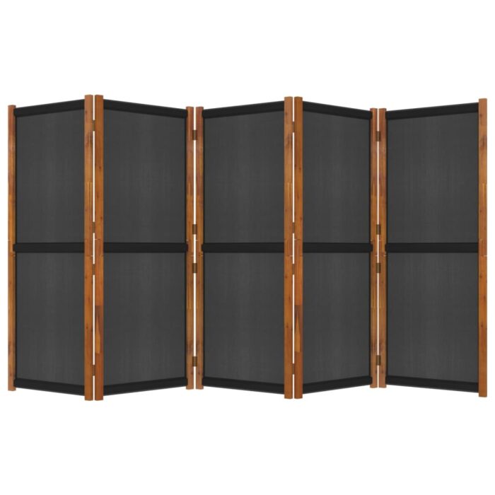 Cloison de séparation 5 panneaux Noir 350x180 cm – Image 3