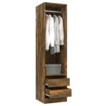 Armoire avec tiroirs Chêne fumé 50x50x200 cm Bois d'ingénierie – Image 4