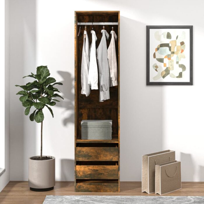 Armoire avec tiroirs Chêne fumé 50x50x200 cm Bois d'ingénierie – Image 1