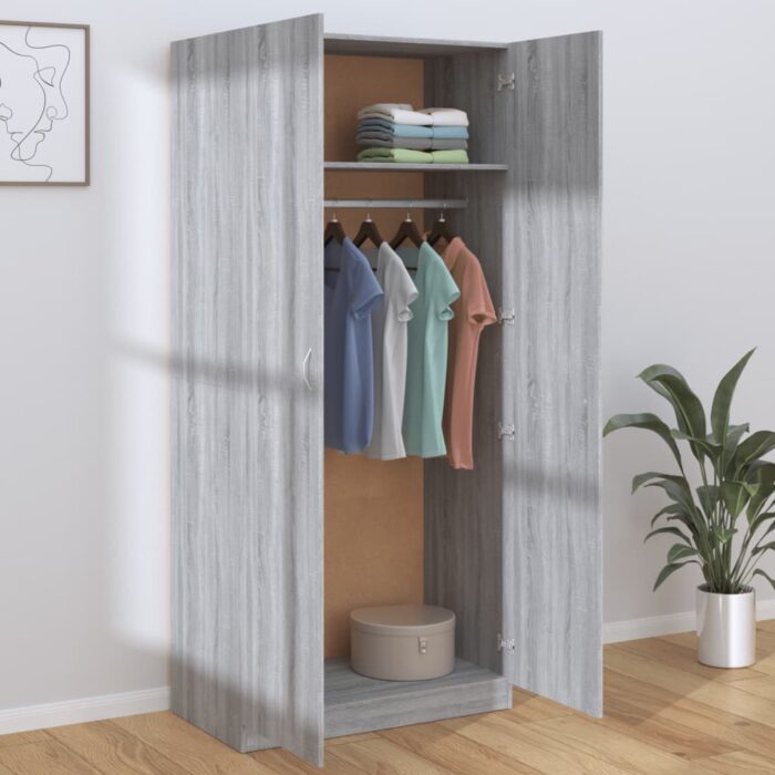 Garde-robe Sonoma gris 90x52x200 cm Bois d'ingénierie – Image 4