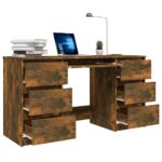 Bureau Chêne fumé 140x50x77 cm Bois d'ingénierie – Image 4