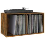 Boîte de rangement à disques vinyle Chêne fumé 71x34x36 cm Bois – Image 3