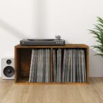 Boîte de rangement à disques vinyle Chêne fumé 71x34x36 cm Bois