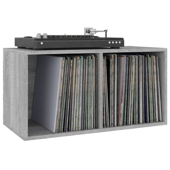 Boîte de rangement à disques vinyle Sonoma gris 71x34x36 cm – Image 3