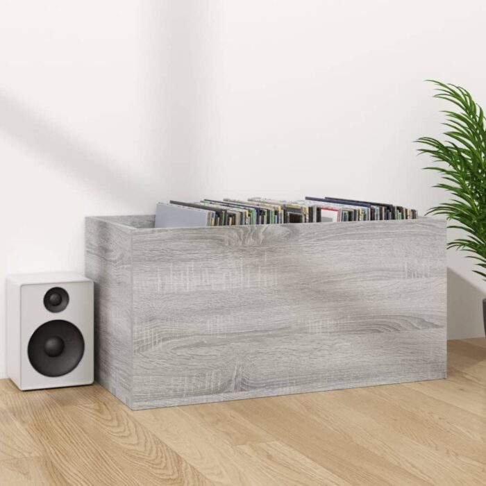 Boîte de rangement à disques vinyle Sonoma gris 71x34x36 cm – Image 5