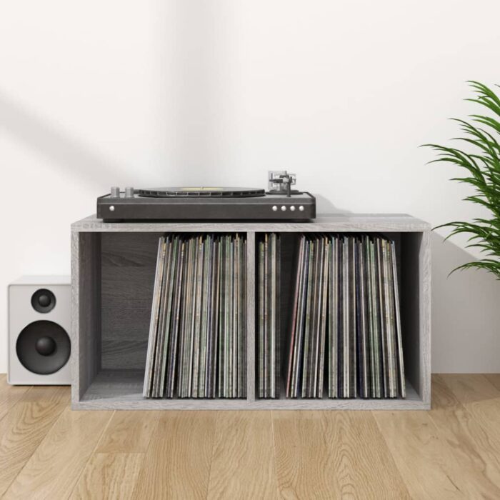 Boîte de rangement à disques vinyle Sonoma gris 71x34x36 cm – Image 1