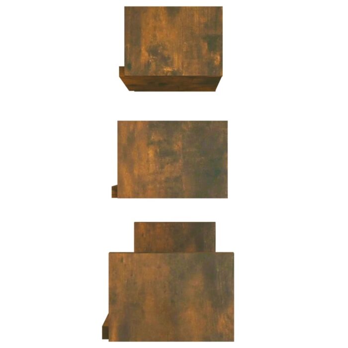 Étagères murales d'affichage 3 pcs Chêne fumé Bois d'ingénierie – Image 2