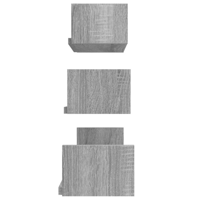 Étagères murales d'affichage 3pcs Sonoma gris Bois d'ingénierie – Image 2