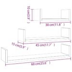 Étagères murales d'affichage 3pcs Sonoma gris Bois d'ingénierie – Image 4