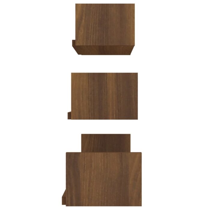 Étagères murales d'affichage 3 pcs Chêne marron Bois ingénierie – Image 2