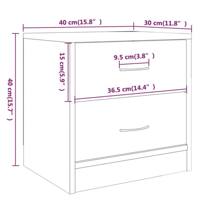 Table de chevet sonoma gris 40x30x40 cm bois d'ingénierie – Image 5