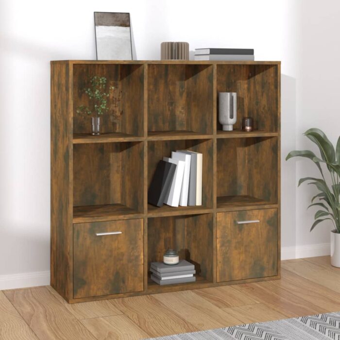 Armoire à livres Chêne fumé 98x30x98 cm – Image 1