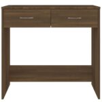 Bureau chêne marron 80x40x75 cm bois d'ingénierie – Image 2