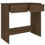 Bureau chêne marron 80x40x75 cm bois d'ingénierie – Image 4