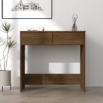 Bureau chêne marron 80x40x75 cm bois d'ingénierie