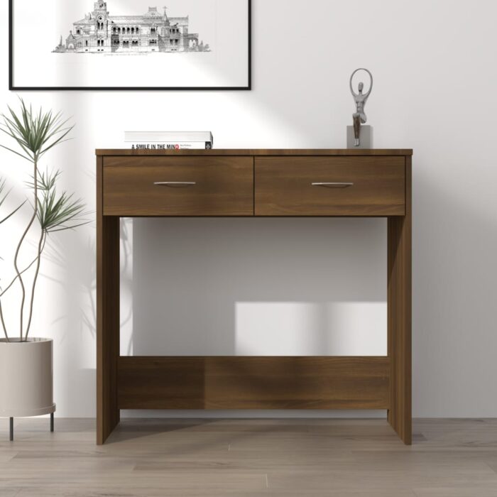 Bureau chêne marron 80x40x75 cm bois d'ingénierie – Image 1