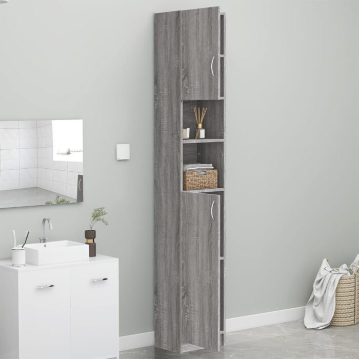 Armoire de bain Sonoma gris 32x25,5x190 cm Bois d'ingénierie – Image 7
