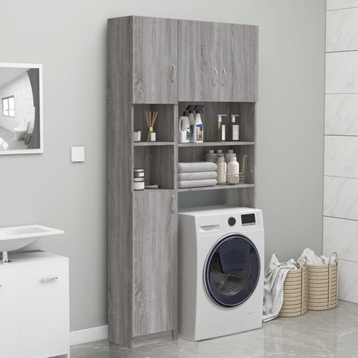 Armoire de bain Sonoma gris 32x25,5x190 cm Bois d'ingénierie – Image 8