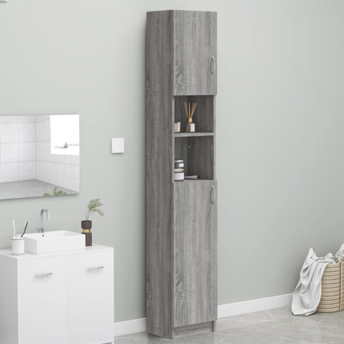 Armoire de bain Sonoma gris 32x25,5x190 cm Bois d'ingénierie – Image 1