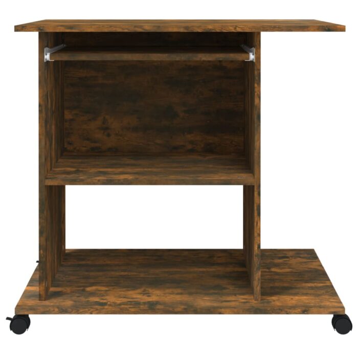 Bureau d'ordinateur Chêne fumé 80x50x75 cm Bois d'ingénierie – Image 4