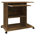 Bureau d'ordinateur Chêne fumé 80x50x75 cm Bois d'ingénierie – Image 6