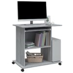 Bureau d'ordinateur Sonoma gris 80x50x75 cm Bois d'ingénierie – Image 2