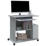 Bureau d'ordinateur Sonoma gris 80x50x75 cm Bois d'ingénierie – Image 3