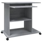 Bureau d'ordinateur Sonoma gris 80x50x75 cm Bois d'ingénierie – Image 6