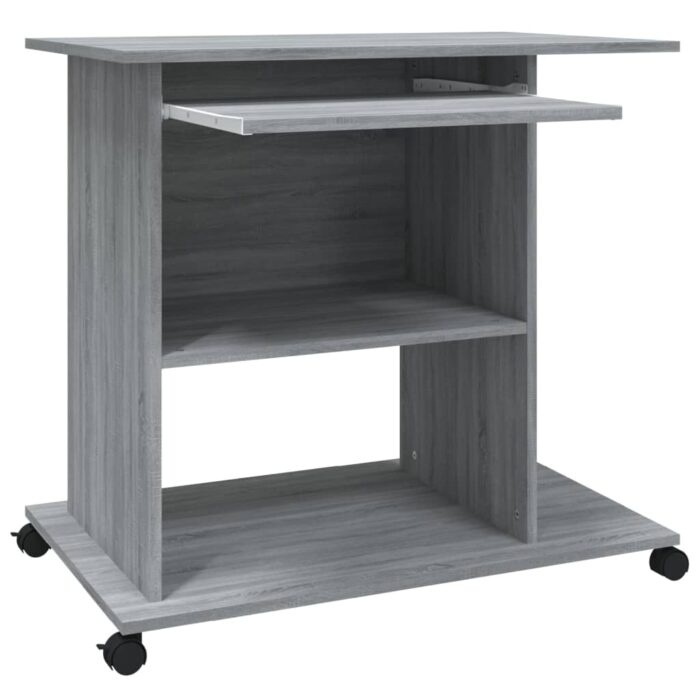Bureau d'ordinateur Sonoma gris 80x50x75 cm Bois d'ingénierie – Image 6