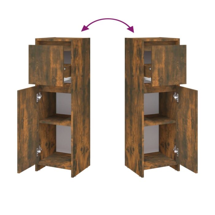 Armoire de bain Chêne fumé 30x30x95 cm Bois d'ingénierie – Image 4