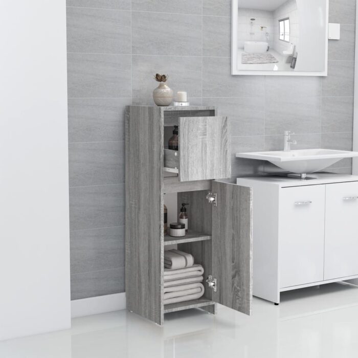Armoire de bain Sonoma gris 30x30x95 cm Bois d'ingénierie – Image 7