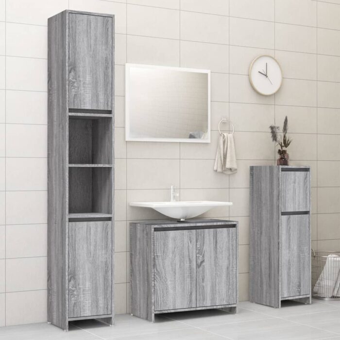 Armoire de bain Sonoma gris 30x30x95 cm Bois d'ingénierie – Image 8