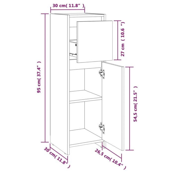 Armoire de bain Sonoma gris 30x30x95 cm Bois d'ingénierie – Image 9