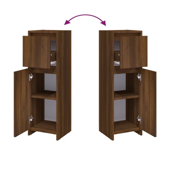 Armoire de bain Chêne marron 30x30x95 cm Bois d'ingénierie – Image 4