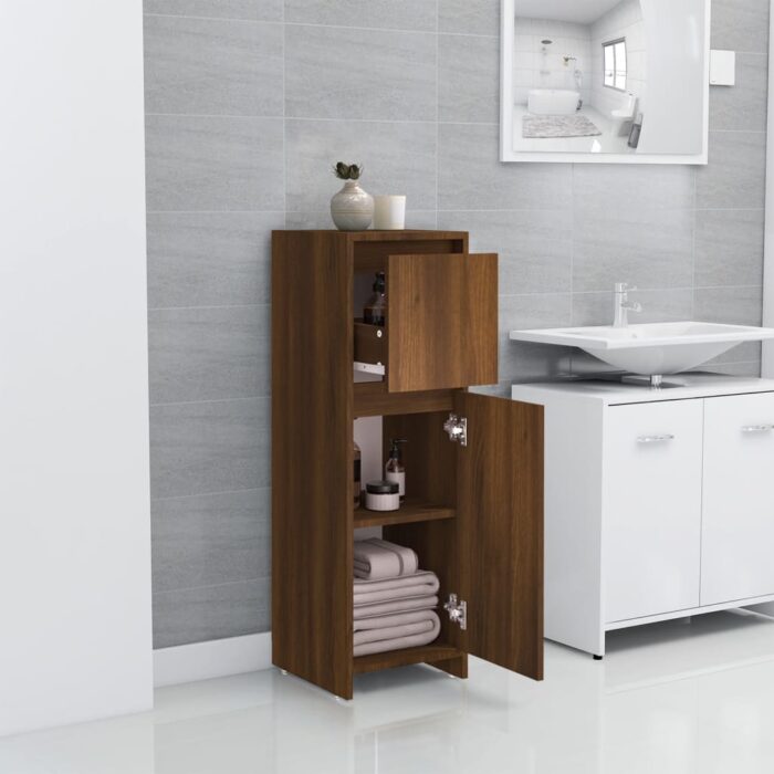 Armoire de bain Chêne marron 30x30x95 cm Bois d'ingénierie – Image 7