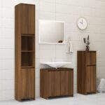 Armoire de bain Chêne marron 30x30x95 cm Bois d'ingénierie – Image 8