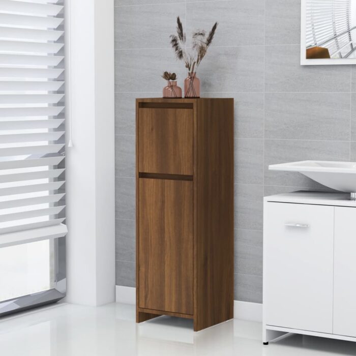Armoire de bain Chêne marron 30x30x95 cm Bois d'ingénierie – Image 1