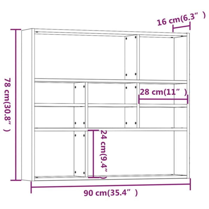 Étagère murale Chêne fumé 90x16x78 cm Bois d'ingénierie – Image 4