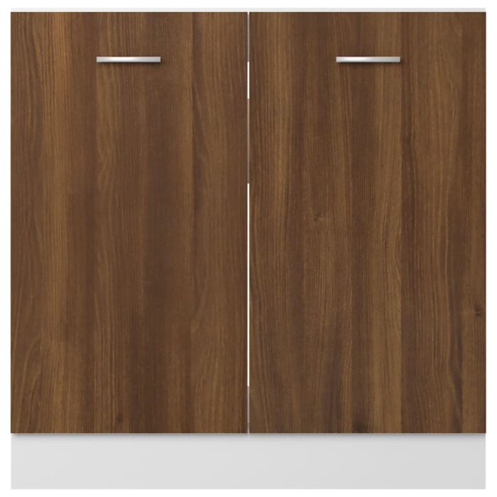 Armoire de plancher d'évier Chêne marron 80x46x81,5 cm – Image 3