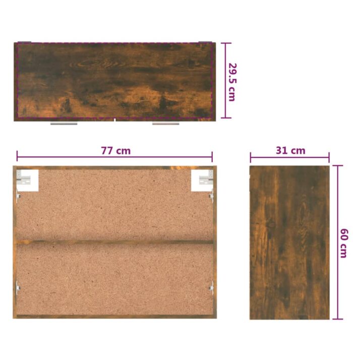 Armoire suspendue "Lyon" Chêne fumé 80x31x60 cm – Image 8