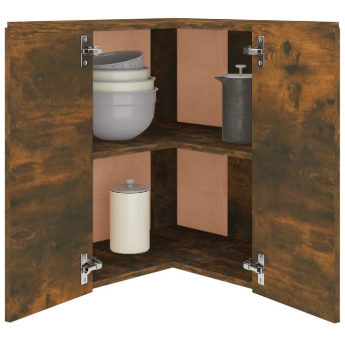 Armoire d'angle suspendue "Lyon" Chêne fumé Bois d'ingénierie – Image 2