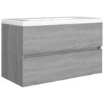 Armoire d'évier Sonoma gris 80x38,5x45 cm Bois d'ingénierie – Image 3
