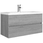 Armoire d'évier Sonoma gris 90x38,5x45 cm Bois d'ingénierie – Image 2