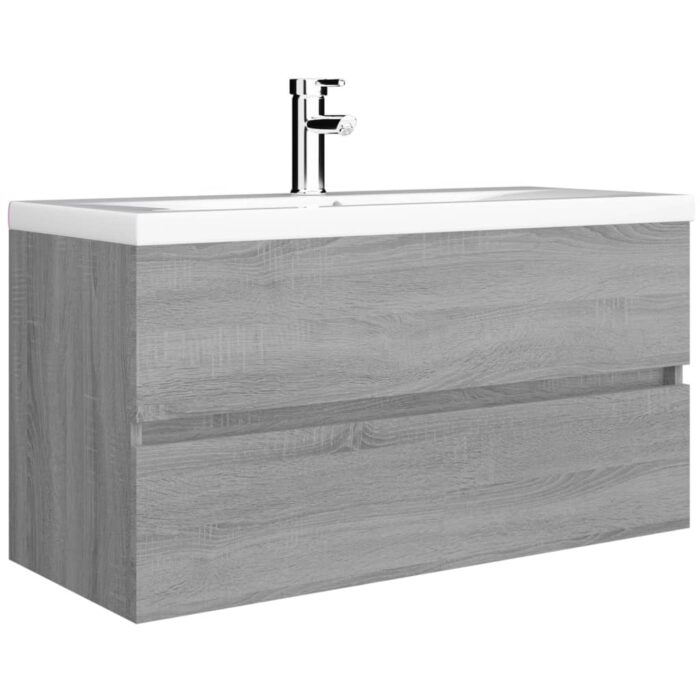 Armoire d'évier Sonoma gris 90x38,5x45 cm Bois d'ingénierie – Image 2