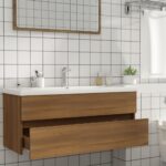 Armoire d'évier Chêne marron 100x38,5x45 cm Bois d'ingénierie – Image 4