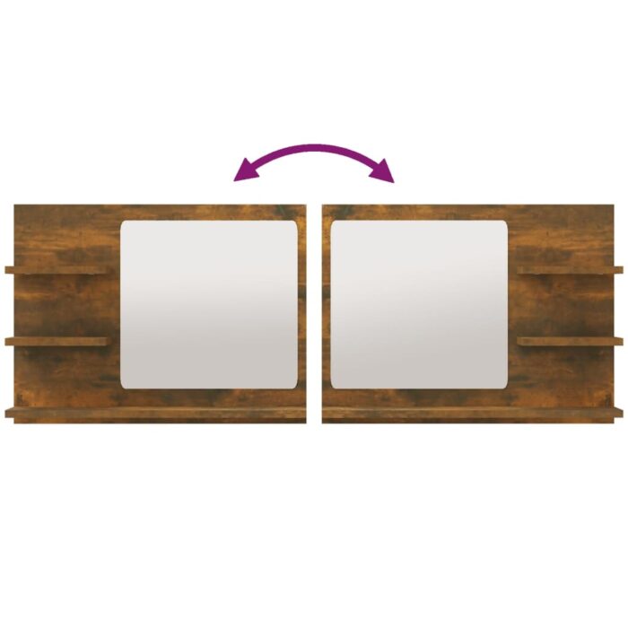 Miroir de bain Chêne fumé 60x10,5x45 cm Bois d'ingénierie – Image 3