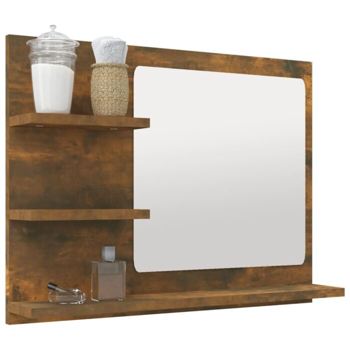 Miroir de bain Chêne fumé 60x10,5x45 cm Bois d'ingénierie – Image 4