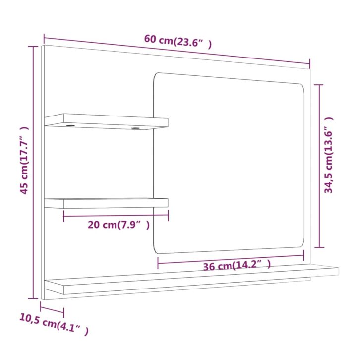Miroir de bain Chêne fumé 60x10,5x45 cm Bois d'ingénierie – Image 6