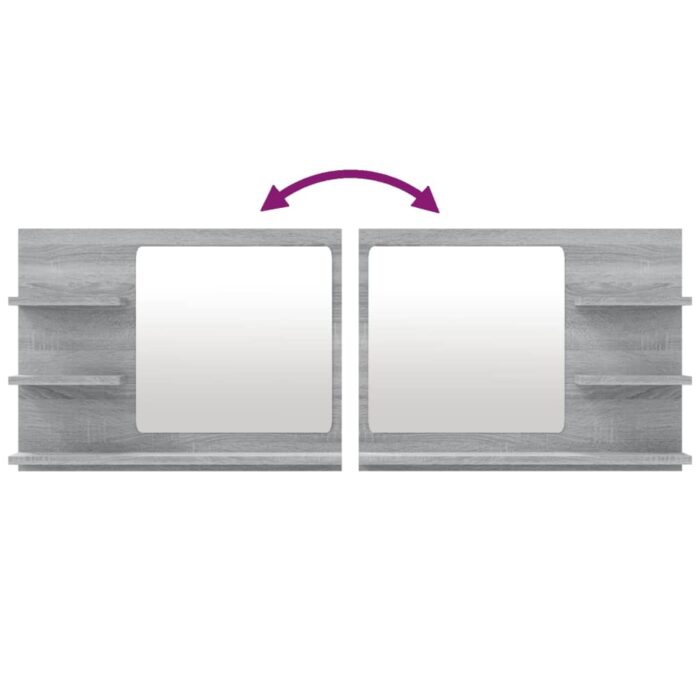 Miroir de bain Sonoma gris 60x10,5x45 cm Bois d'ingénierie – Image 3